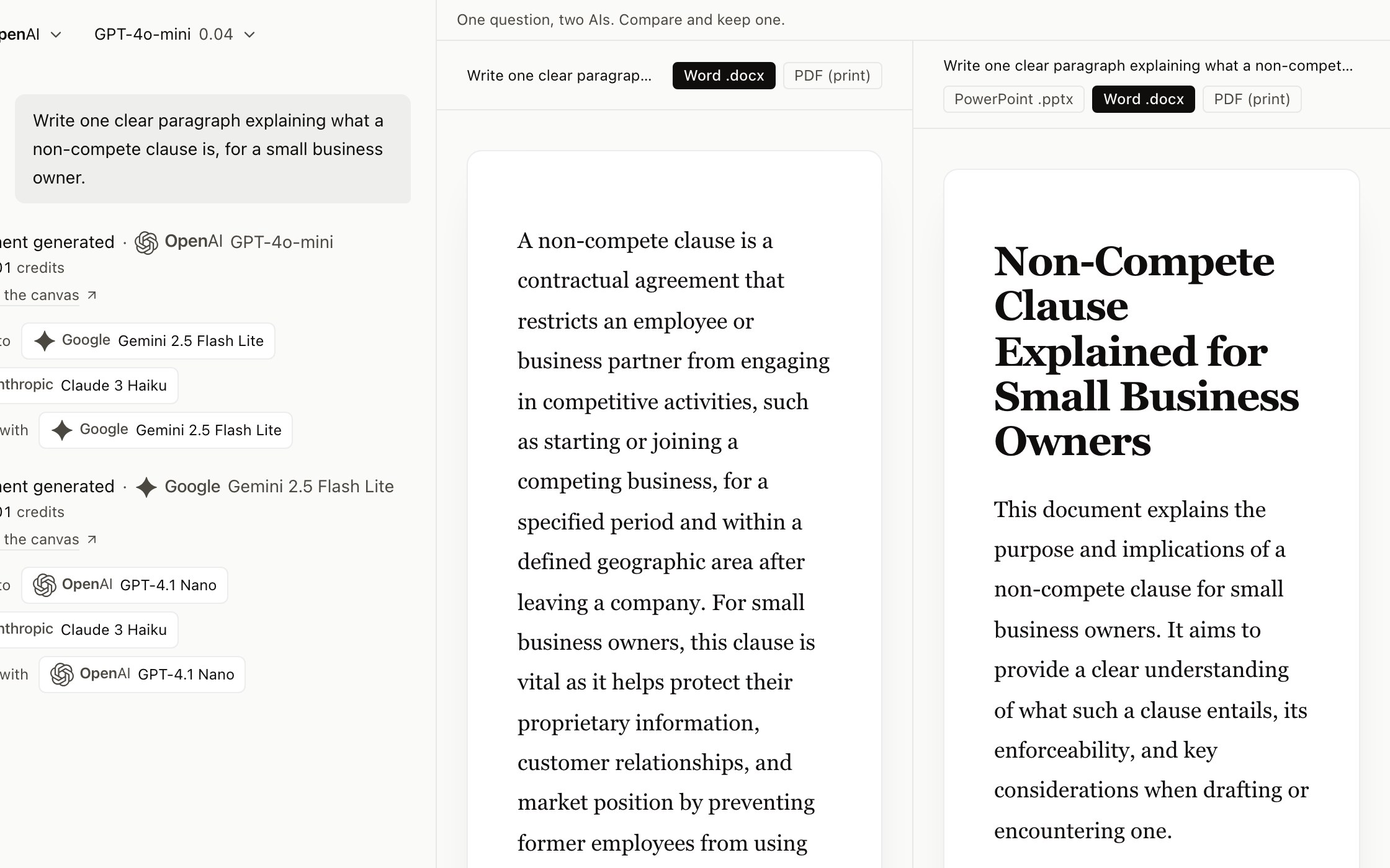 One paragraph, two versions, side by side.