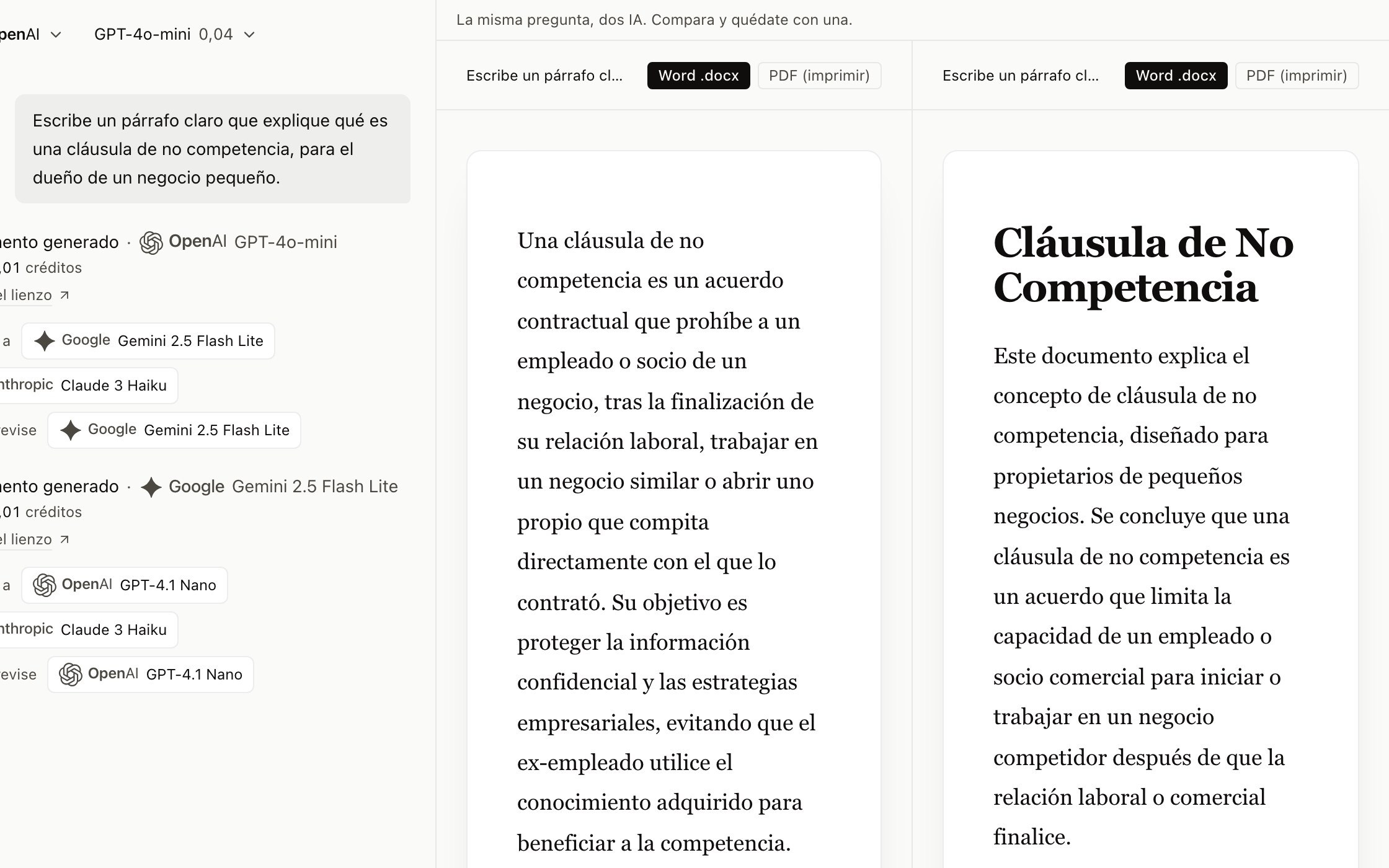 Un párrafo, dos versiones, lado a lado.