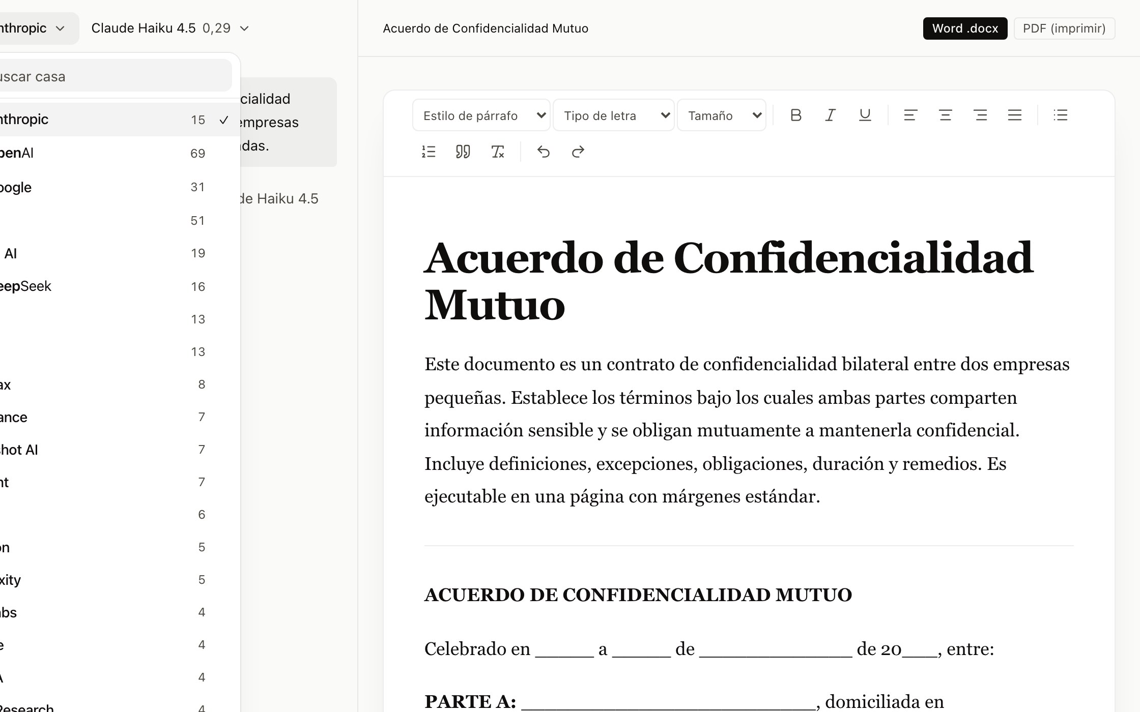 Cambia de modelo a media frase, o de capítulo en capítulo.